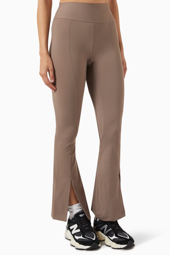 

Flared Front-split Leggings in Softskin100©, Neutral