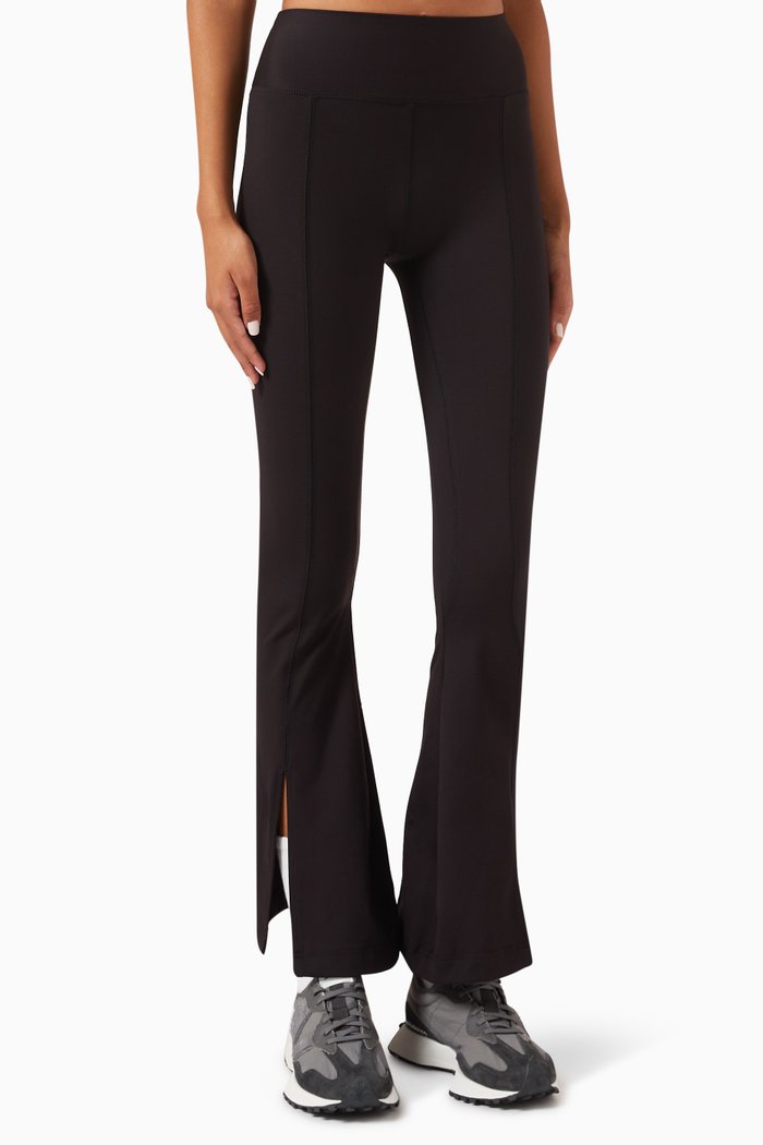

Flared Front-split Leggings in Softskin100©, Black