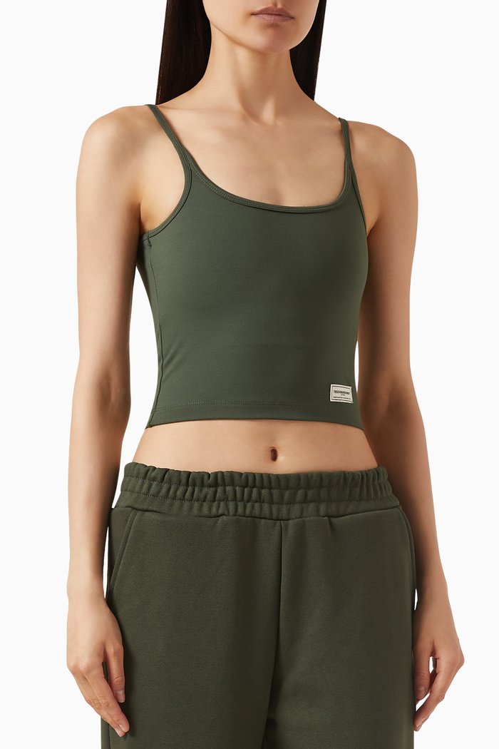 

Scoop-neck Vest Crop Top in Softskin100©, Green