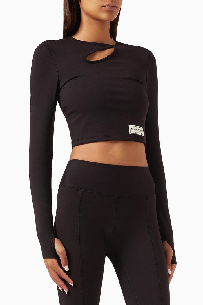 

Cut-out Crop Top in Softskin100©, Black