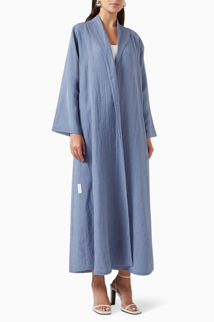 

Zainah Jacket Abaya in Linen, Blue