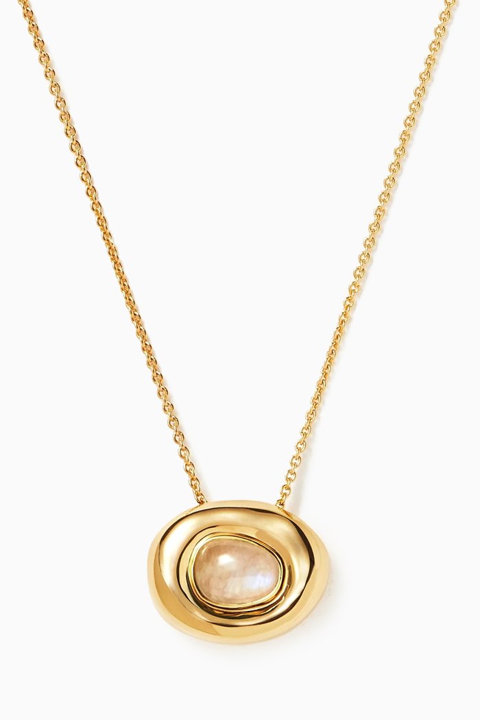 

Moonstone Doughnut Pendant Necklace in 18kt Recycled Gold-plated Vermeil, White