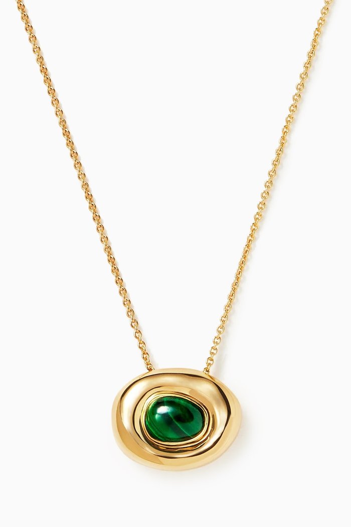 

Malachite Doughnut Pendant Necklace in 18kt Recycled Gold-plated Vermeil, Green