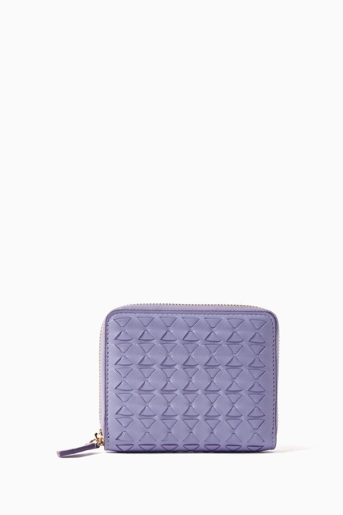 Mini Zip Wallet in Mosaico Leather, Purple