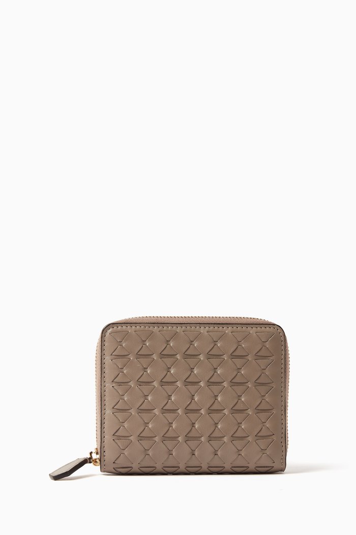 

Mini Zip Wallet in Mosaico Leather, Neutral