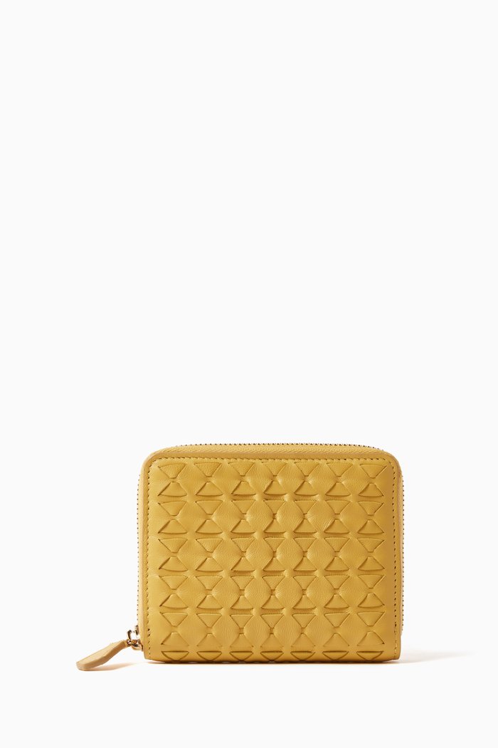 Mini Zip Wallet in Mosaico Leather, Yellow
