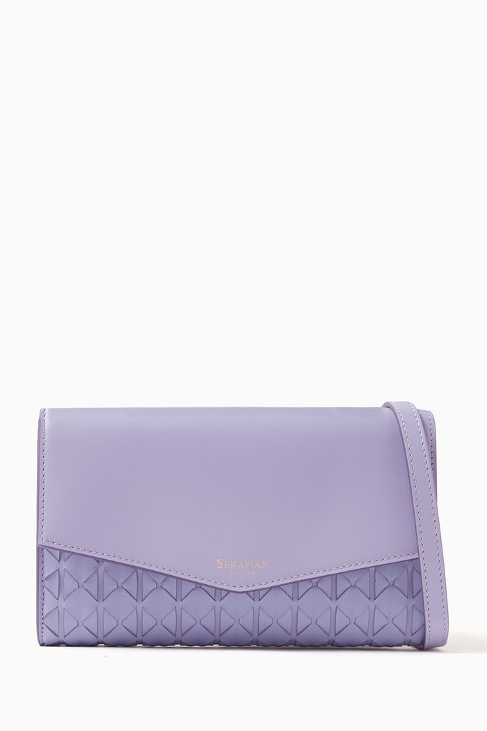 

Clutch Shoulder Bag in Mosaico Leather, Purple