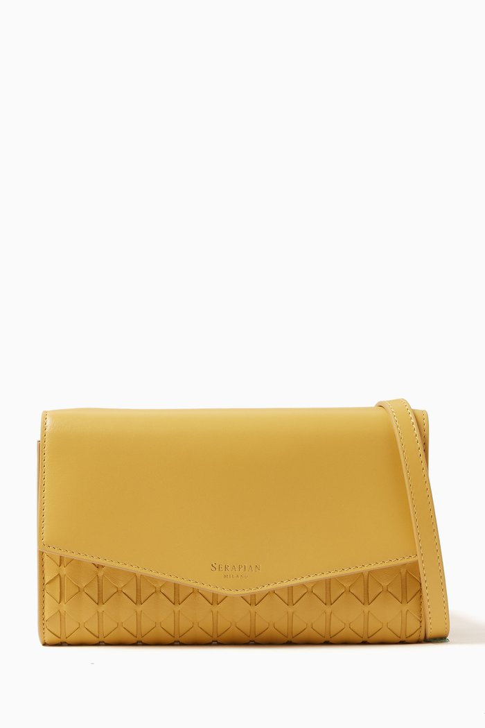 

Clutch Shoulder Bag in Mosaico Leather, Yellow