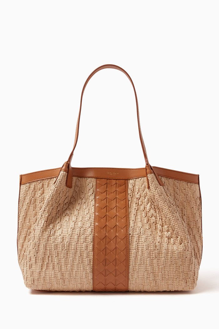 

Small Secret Bag in Raffia & Seta Leather, Multicolour