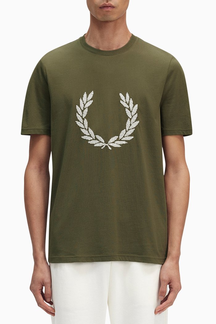 

Cross Stitch T-shirt in Cotton Jersey, Green