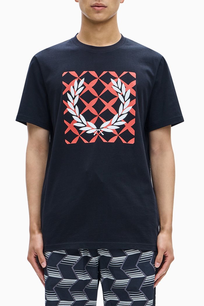 

Cross Stitch Printed T-shirt in Cotton Jersey, Black
