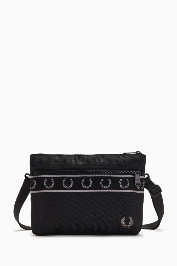 

Contrast Tape Sacoche Bag in Durable Polyester, Black