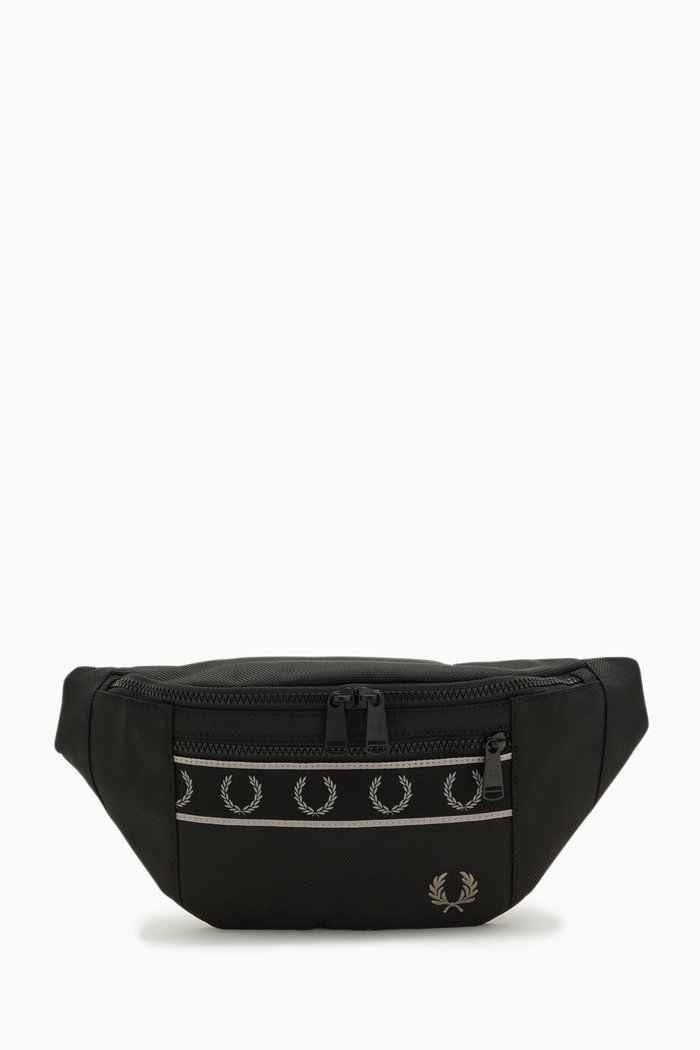 

Contrast Tape Crossbody Bag in Durable Polyester, Black