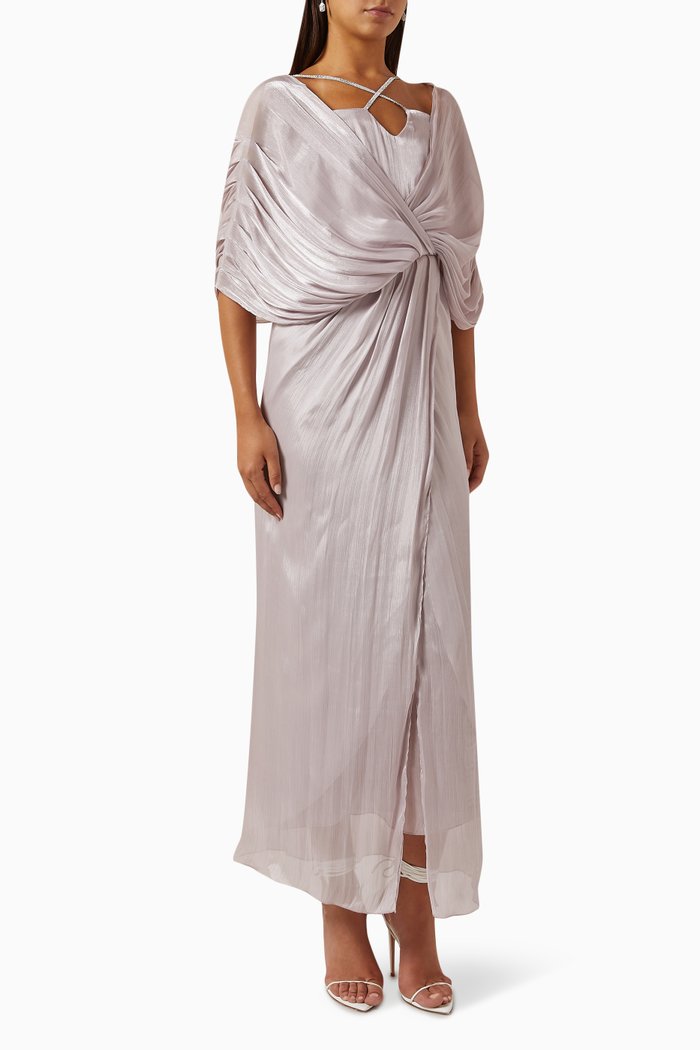 

Draped Puffed Maxi Dress, Pink