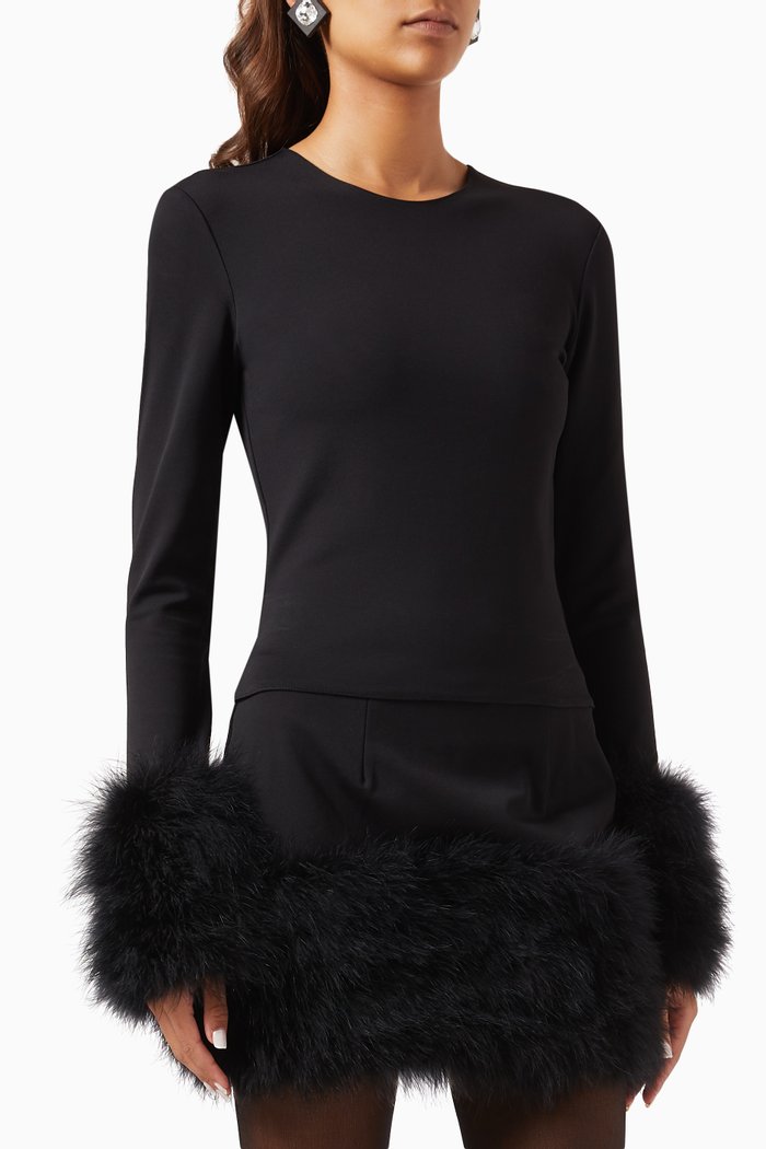 

Tanith Feather Top in Punto Milano Knit, Black