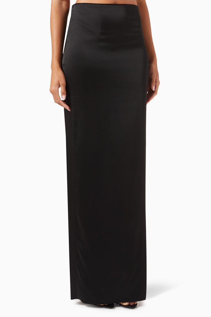 

Olwyn Maxi Skirt in Satin, Black