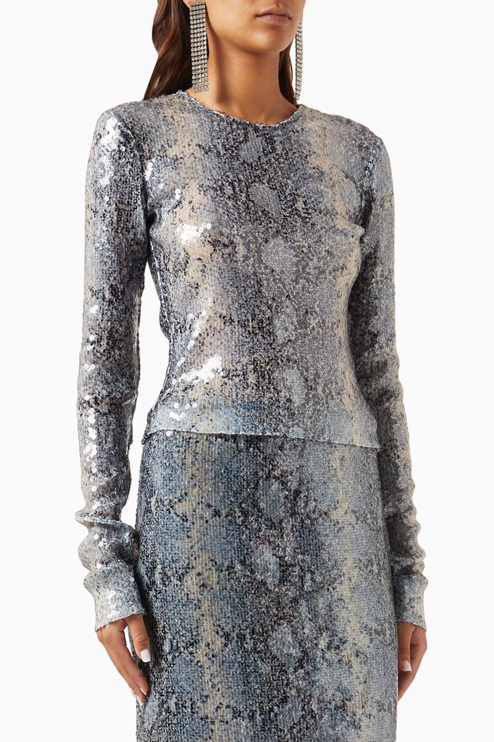 

Tanith Python-print Top in Sequin, Multicolour