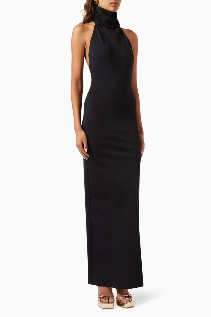 

Cassandra Maxi Dress in Punta Milano, Black