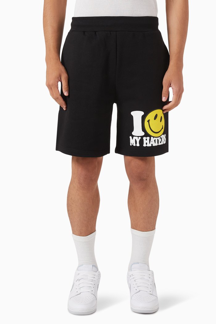 

Smiley Haters Sweatshorts in Cotton Jersey, Black