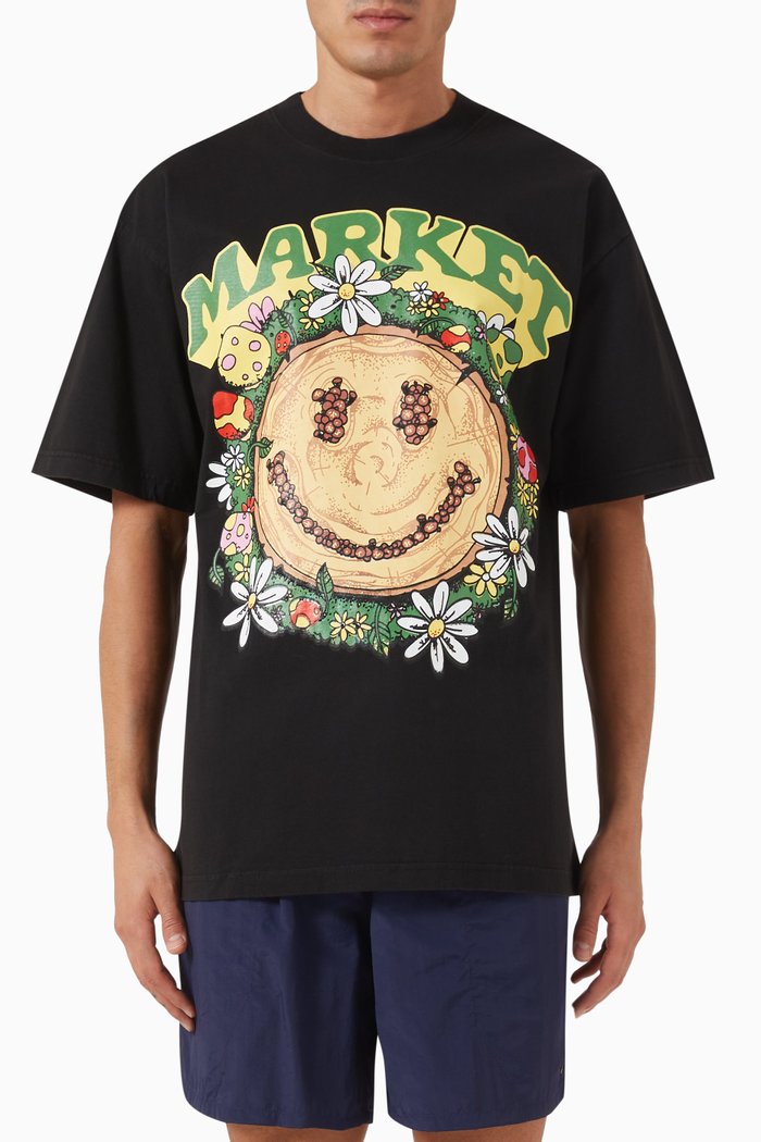 

Smiley Decomposition T-shirt in Cotton Jersey, Black