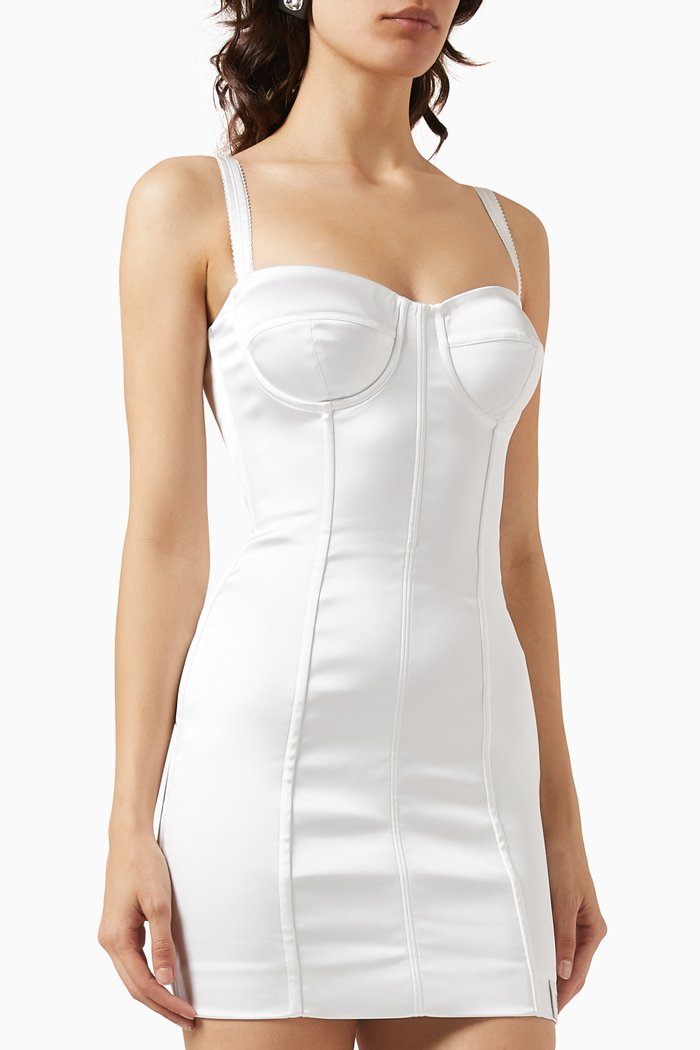 

x Kim Bustier Mini Dress in Stretch-satin, White