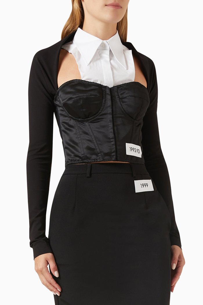 

Re-edition Kim Corset Top in Satin, Black