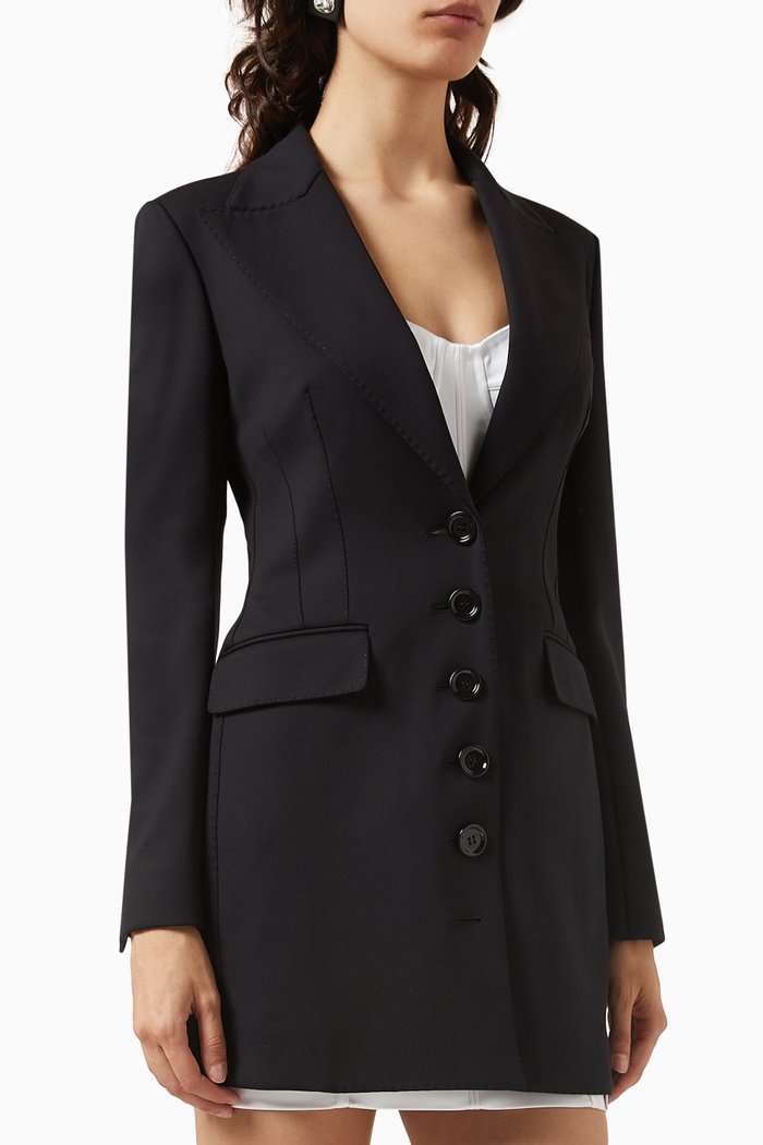 

x Kim Single-breasted Turlington Blazer in Technical Jersey, Black