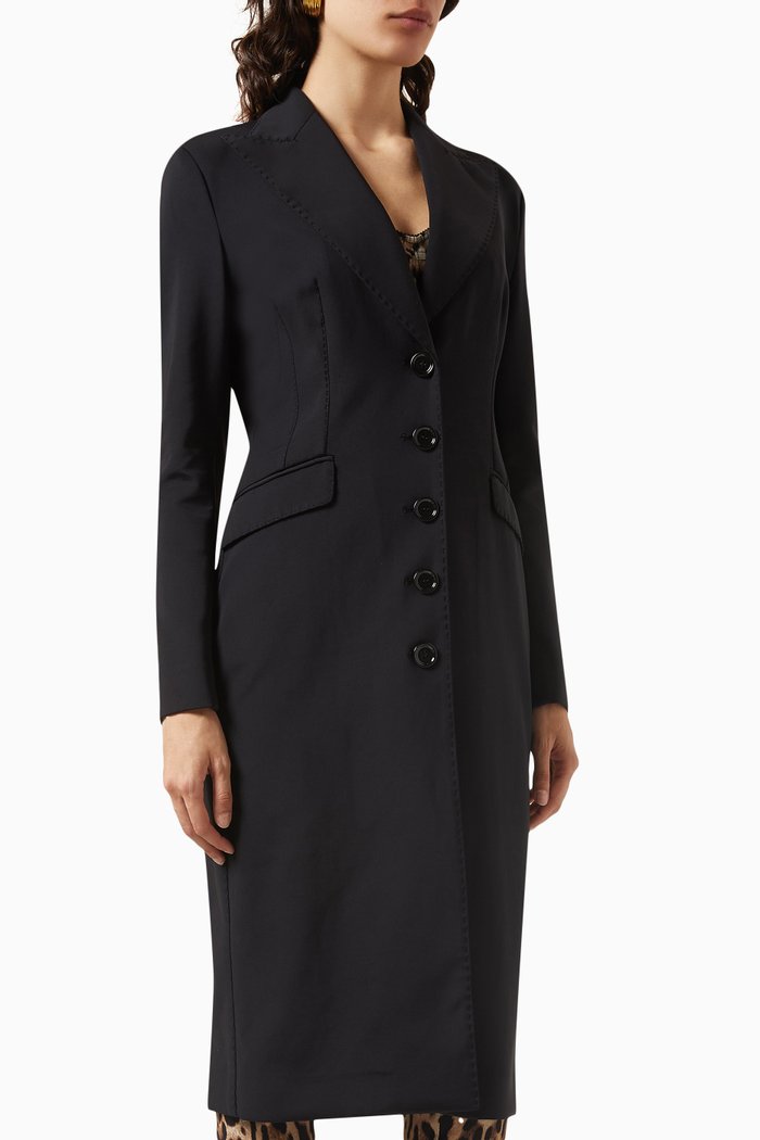 

x Kim Tailored Coat Dress in Technical Jersey, Black