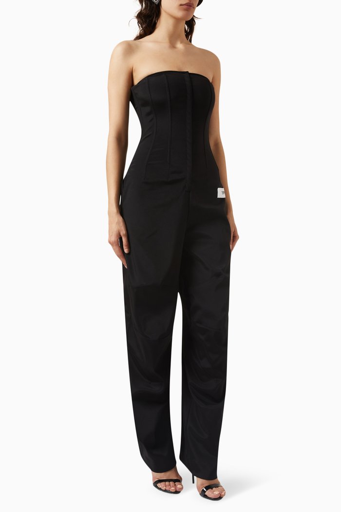 

x Kim Corset Jumpsuit in Stretch-cady, Black