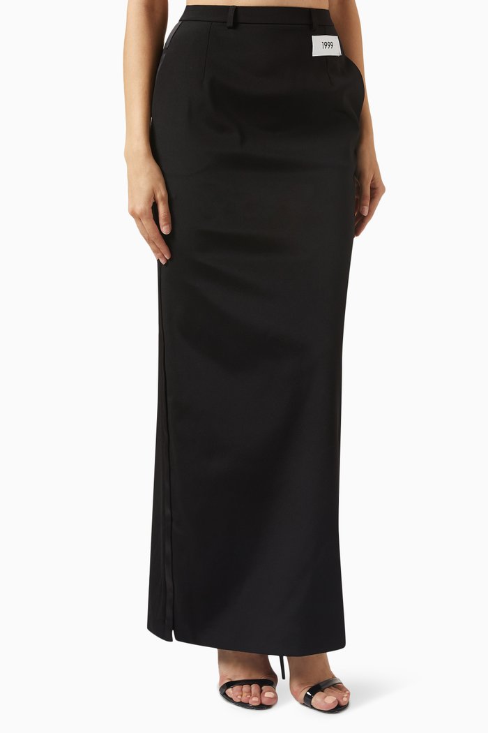 x Kim High-waist Maxi Skirt in Stretch-cady, Black