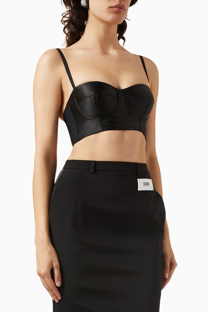 

x Kim Corset Crop Top in Marquisette, Black