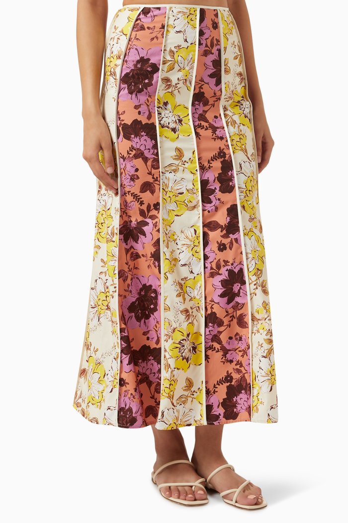 

Ana Floral-print Midi Skirt in Cotton, Multicolour