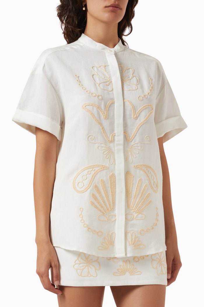 

Seren Embroidered Top in Viscose-blend, White
