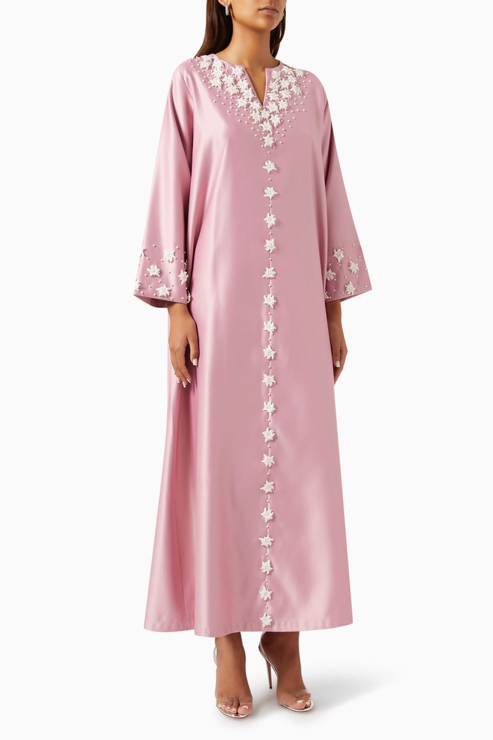 

Pearl-embellished Kaftan in Taffeta, Pink