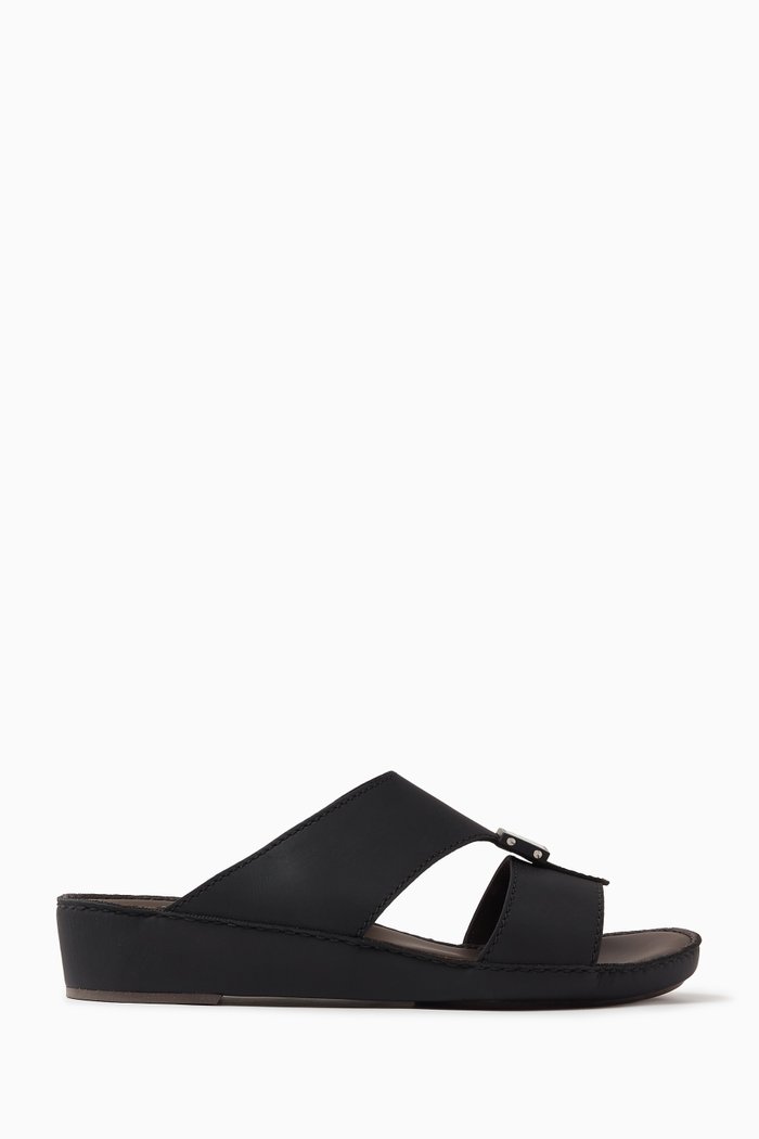 Quadratura Marmo Sandals in Rubberised Leather, Black