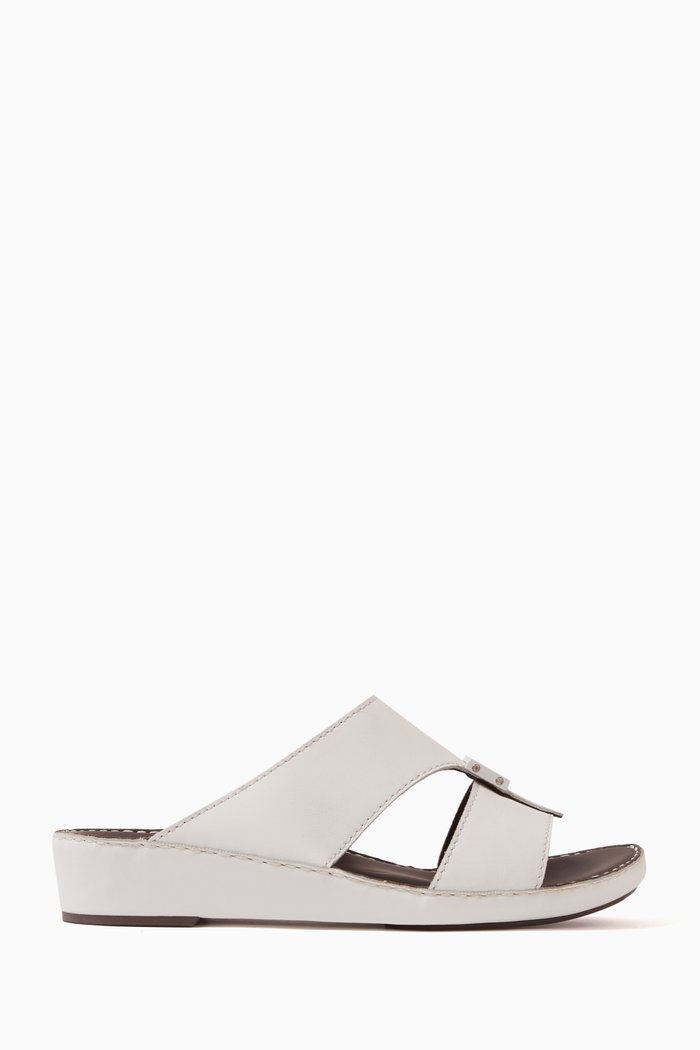 Quadratura Marmo Sandals in Rubberised Leather, White