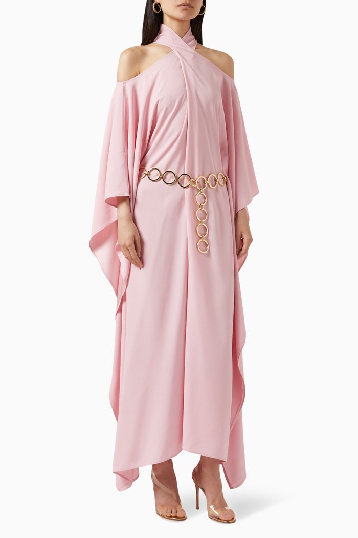 

Mambo Belted Kaftan in Crepe, Pink