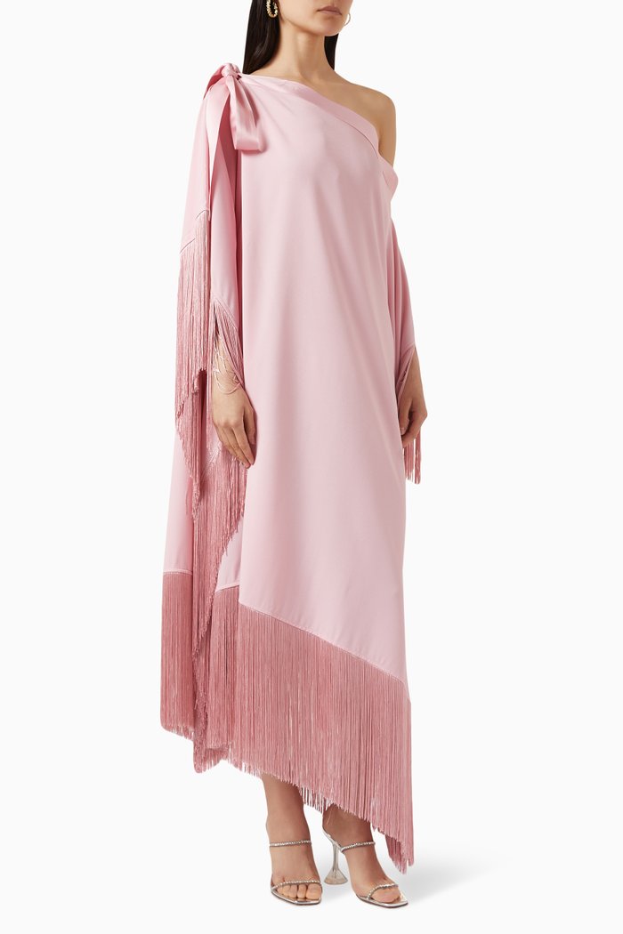 

Aarons Fringed Kaftan in Crepe, Pink