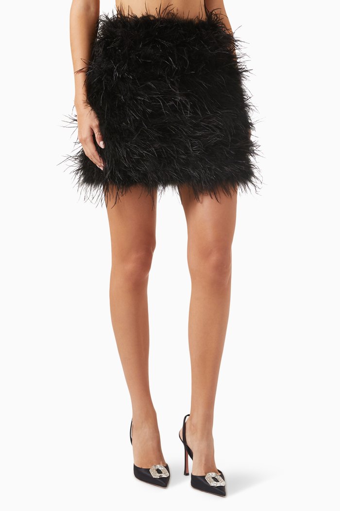 Nightshift Mini Skirt in Feathers, Black