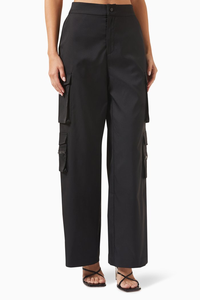 The Collide Cargo Pants in Satin, Black
