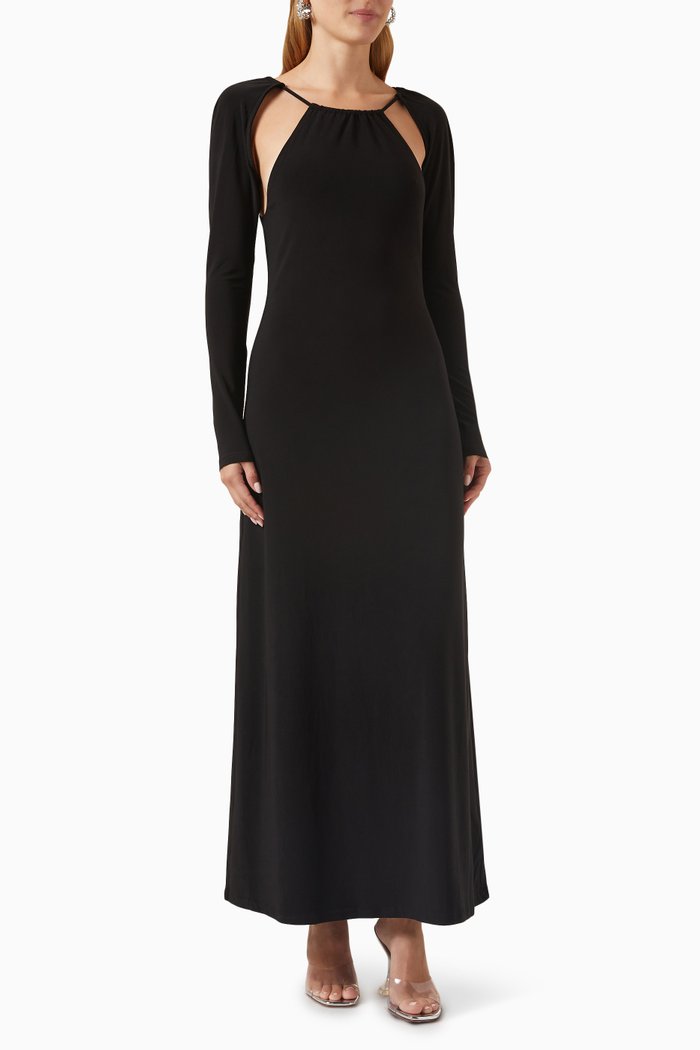 

The Exhale Maxi Dress in Jersey, Black