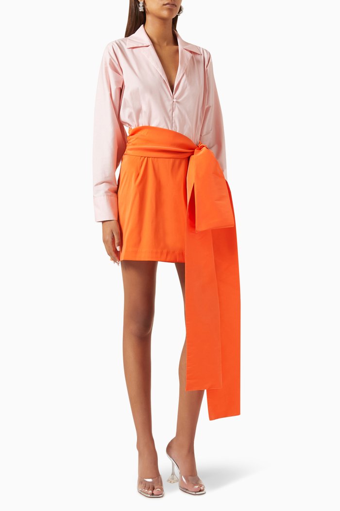 

Claire Colour-block Mini Dress in Cotton-poplin & Taffeta, Multicolour