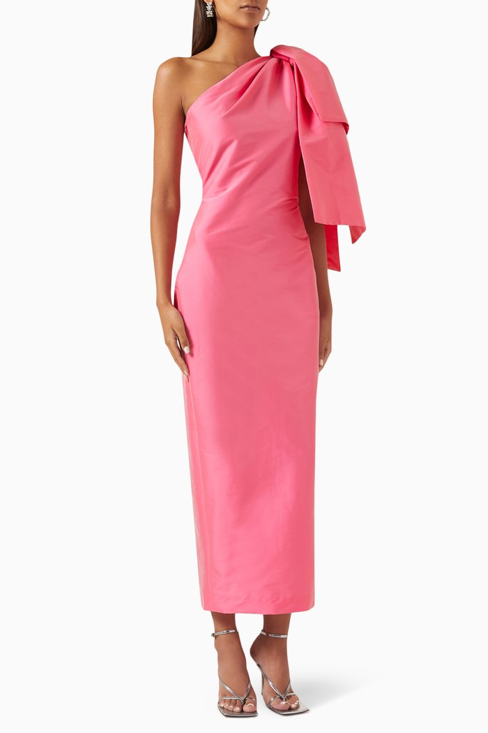 

Josselin One-shoulder Midi dress in Taffeta, Pink