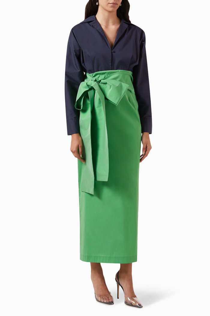 

Claire Maxi Dress in Cotton-poplin & Taffeta, Multicolour