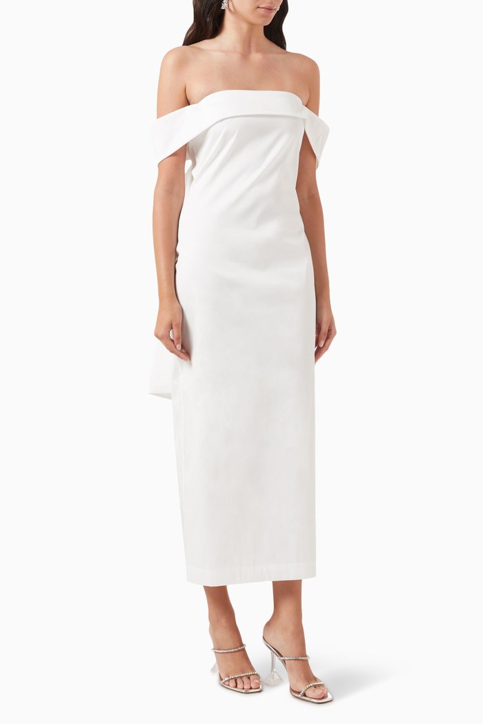 

Julia Off-shoulder Maxi Dress in Taffeta, White