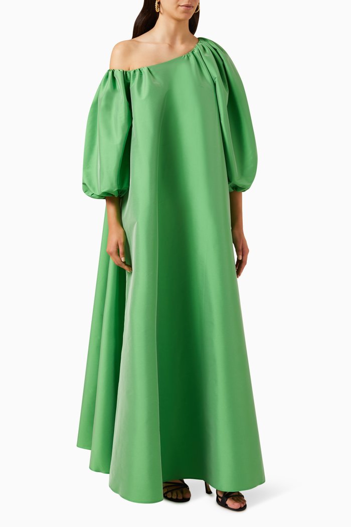 

Nathalie Maxi Dress in Taffeta, Green