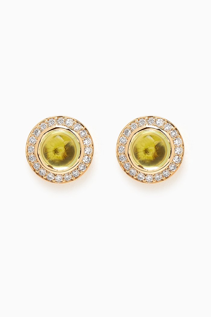 

Barq Diamond Earrings in 18kt Yellow Gold, Green