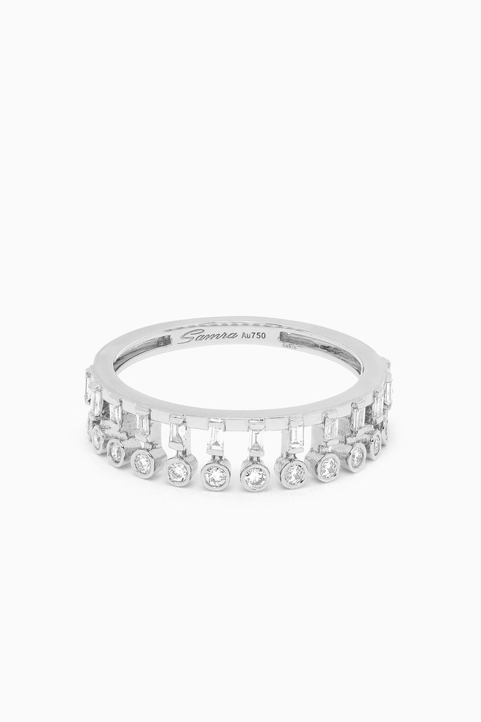 

Barq Baguette Diamond Ring in 18kt White Gold, Silver