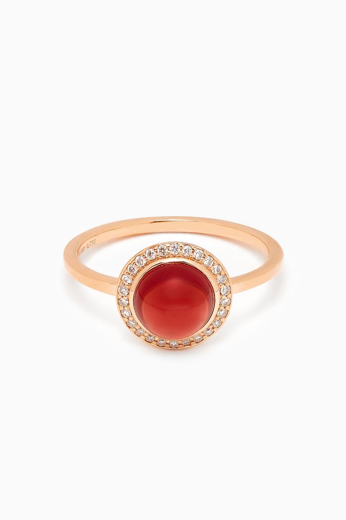Barq Diamond Ring in 18kt Rose Gold, Red