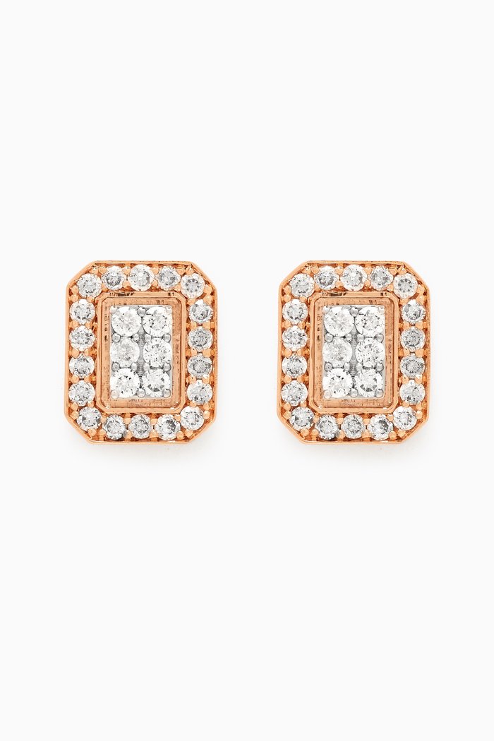 

Barq Square Diamond Earrings in 18kt Rose Gold